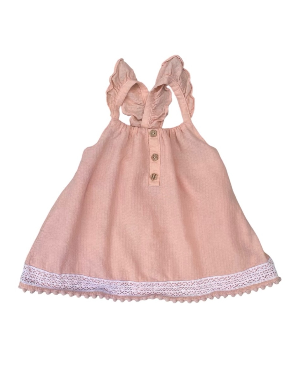 Max Studio Kids Boho Peach Cotton Ruffle Strap 18M